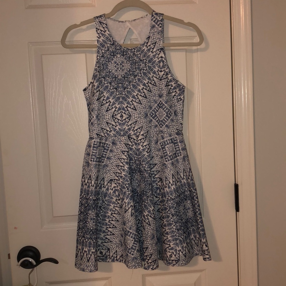 Patterned Blue and White Dress